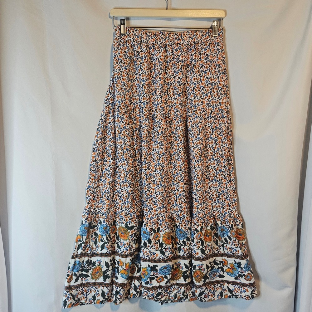 Zesica Floral Maxi Skirt Medium Multicolor Boho Cottagecore Prairie Hippie earth - Picture 5 of 10